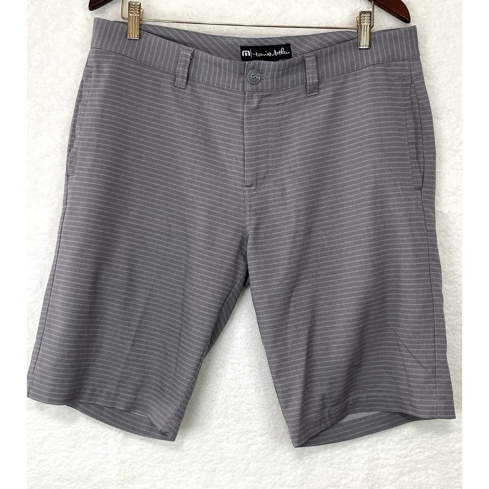 TravisMathew Mens Gray Micro Stripe Golf Shorts Size 34 Performance Stretch